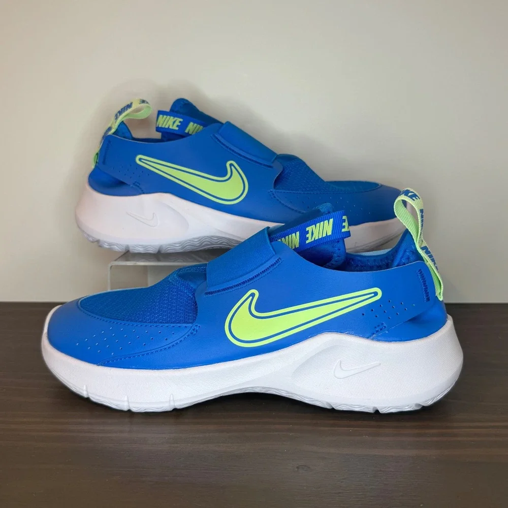 Nike Flex Runner 3 GS Slip On Running Shoes Photo Blue Vapor Green 5Y New